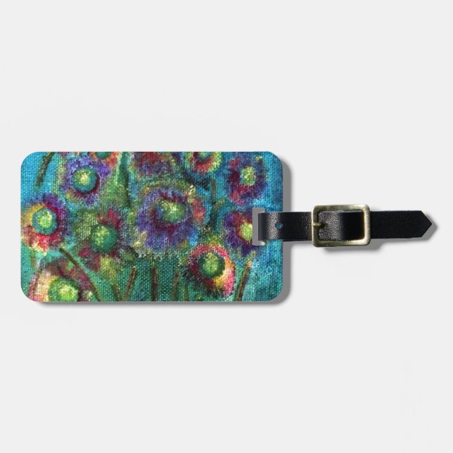 Abstract Flowers Luggage Tag (Front Horizontal)