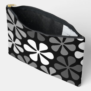 Abstract Flowers Monochrome Accessory Pouch