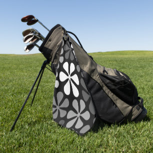 Abstract Flowers Monochrome Golf Towel