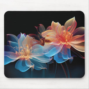 Abstract flowers on a black background mouse pad