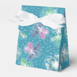 Abstract flowers on beautiful light blue tones favour box