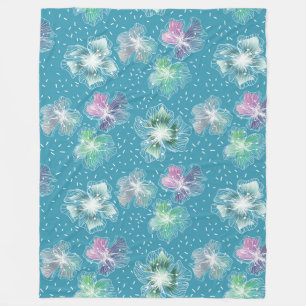 Abstract flowers on beautiful light blue tones fleece blanket