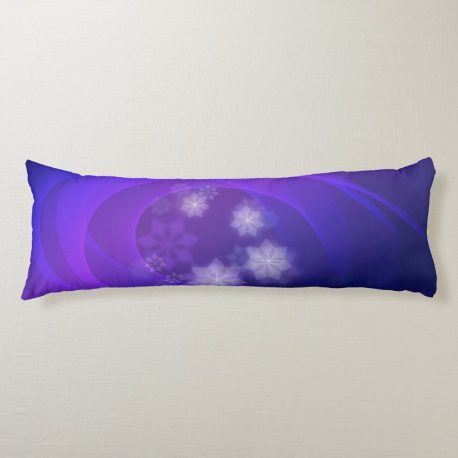 Abstract Flowers On Folded Indigo Background Body Cushion (Front)