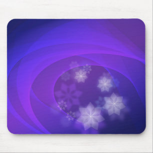Abstract Flowers On Folded Indigo Background Mouse Pad