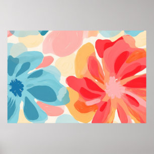 Abstract flowers painting Poster