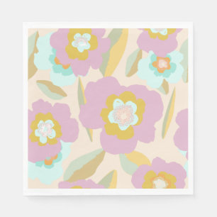 Abstract Flowers Pastel Lilac Floral Pattern Napkin