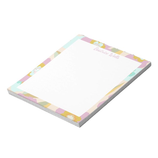 Abstract Flowers Pastel Lilac Floral Pattern Notepad (Rotated)