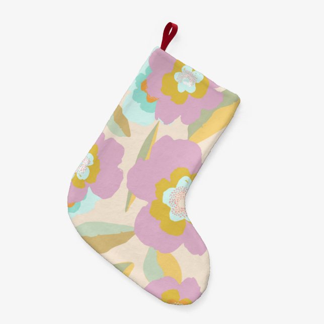 Abstract Flowers | Pastel Lilac Floral Pattern Small Christmas Stocking (Front (Hanging))