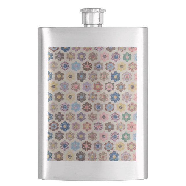 Abstract Flowers Pattern Hip Flask (Front)