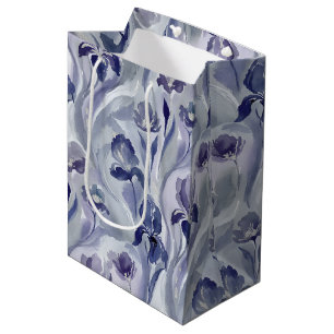 Abstract Flowers Pattern Indigo Purple Iris Medium Gift Bag