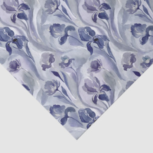 Abstract Flowers Pattern Indigo Purple Iris Tissue Paper