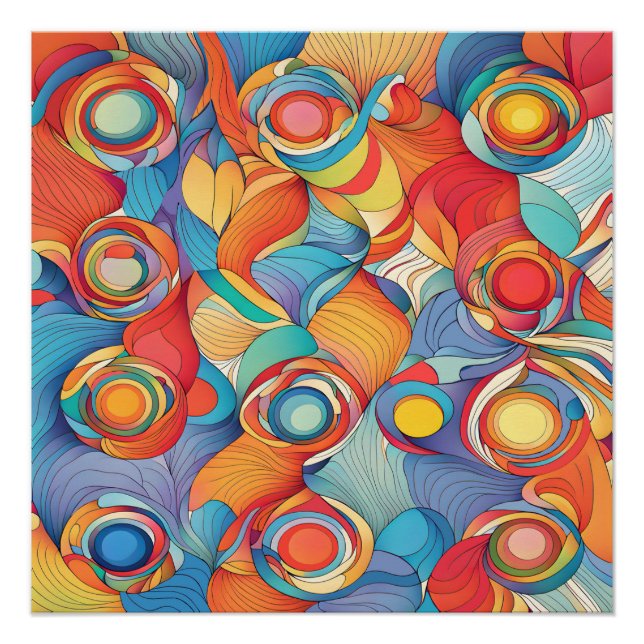 Abstract Flowers Poster (Front)