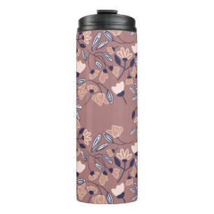 Abstract flowers seamless pattern. Colourful backg Thermal Tumbler