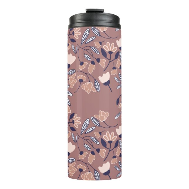 Abstract flowers seamless pattern. Colourful backg Thermal Tumbler (Front)