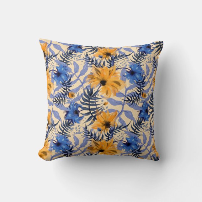 Abstract flowers seamless pattern cushion (Front)