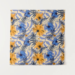 Abstract flowers seamless pattern tapestry