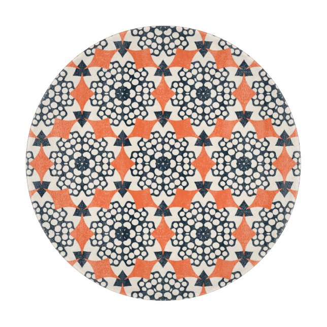 Abstract Flowers: Simple Geometric Vintage Cutting Board (Front)
