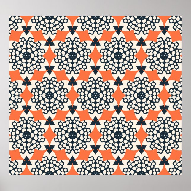 Abstract Flowers: Simple Geometric Vintage Poster (Front)
