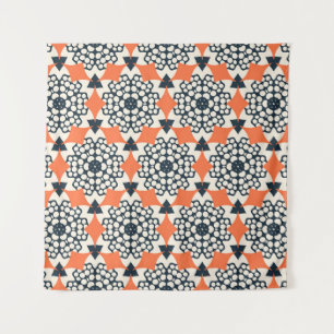 Abstract Flowers: Simple Geometric Vintage Tapestry