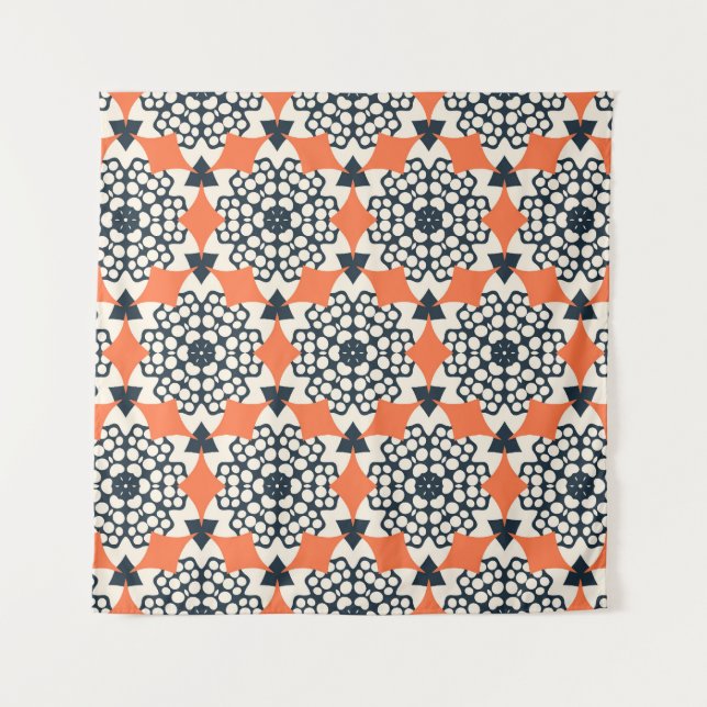 Abstract Flowers: Simple Geometric Vintage Tapestry (Front)