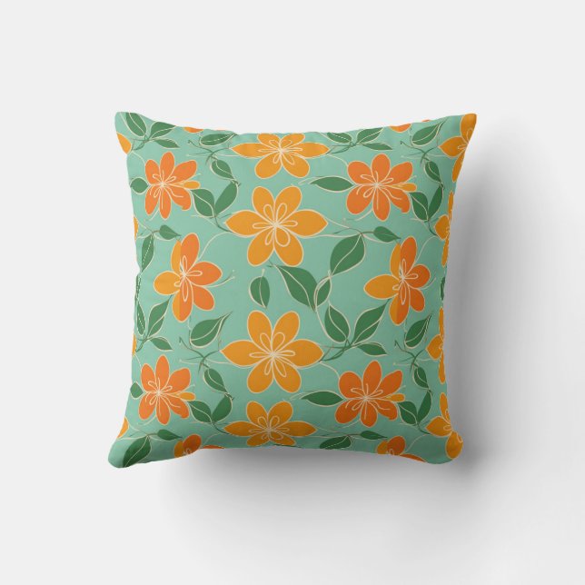Abstract Flowers Tropical Colors Cushion (Back)