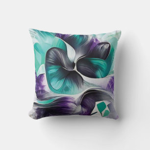 Abstract Flowing Design Teal Cushion