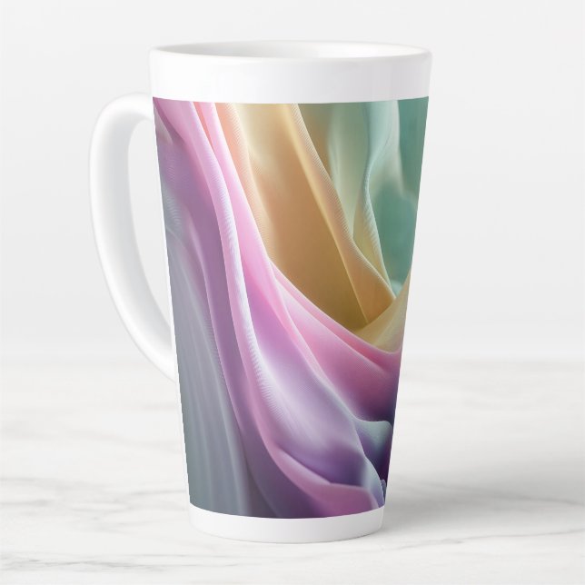Abstract flowing pastel fabric texture latte mug (Left Angle)