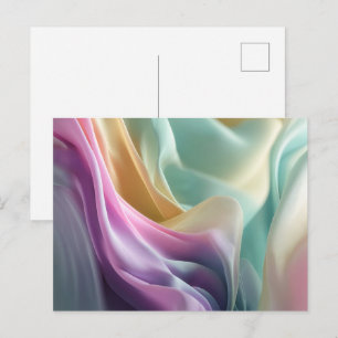 Abstract flowing pastel fabric texture postcard