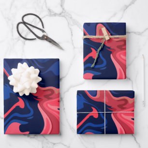 Abstract Flowing Patterns in Bold Colours Wrapping Paper Sheet