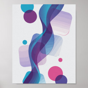 Abstract Flowing Wave with Colourful Shapes Poster