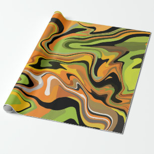 Abstract Flowing Waves of Autumn Colors Wrapping Paper