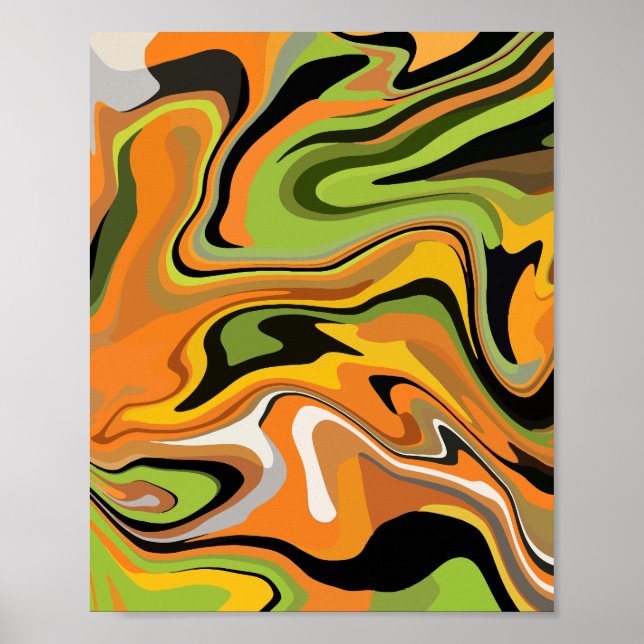 Abstract Flowing Waves of Autumn Colours Poster (Front)