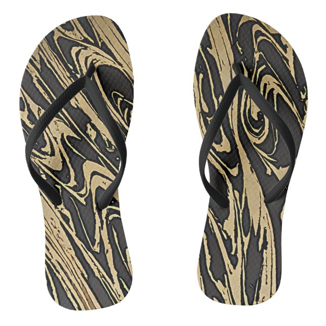 Abstract Fluid Art — Black Marble Effect Jandals (Footbed)