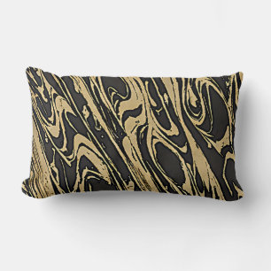 Abstract Fluid Art — Black Marble Effect Lumbar Cushion