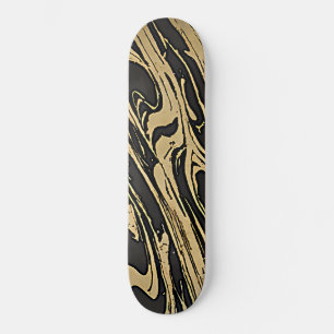 Abstract Fluid Art — Black Marble Effect Skateboard