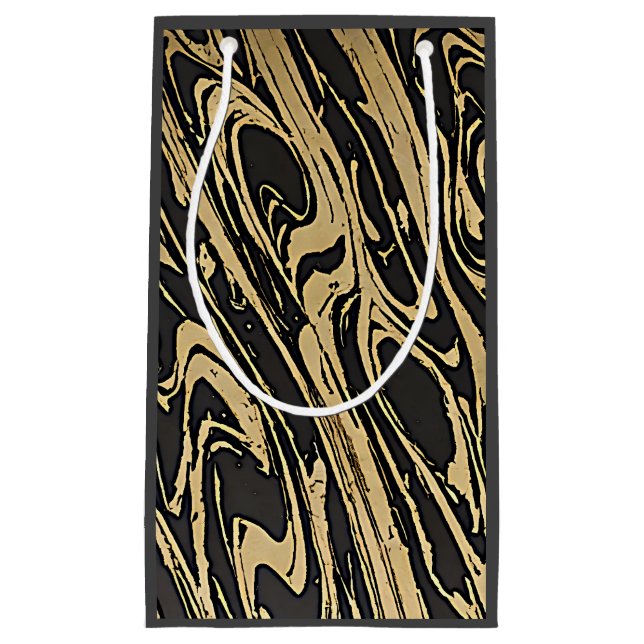 Abstract Fluid Art — Black Marble Effect Small Gift Bag (Front)