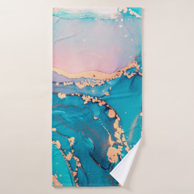 Abstract fluid art painting background in alcohol  bath towel (Bath Towel)