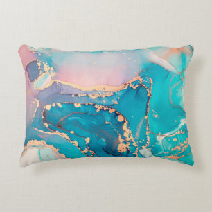 Abstract fluid art painting background in alcohol  decorative cushion