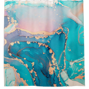 Abstract fluid art painting background in alcohol shower curtain