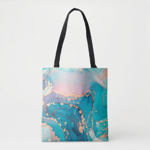 Abstract fluid art painting background in alcohol  tote bag