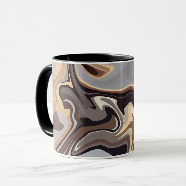 Abstract Fluid Harmony in Warm Earth Tones Mug (Front Left)
