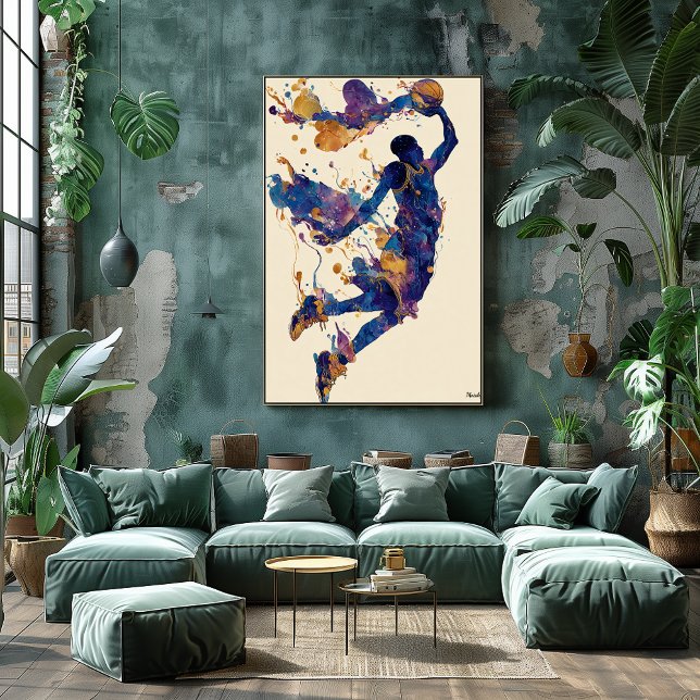 Abstract Fluid Ink Basketball Player – Modern Art Poster (Creator Uploaded)