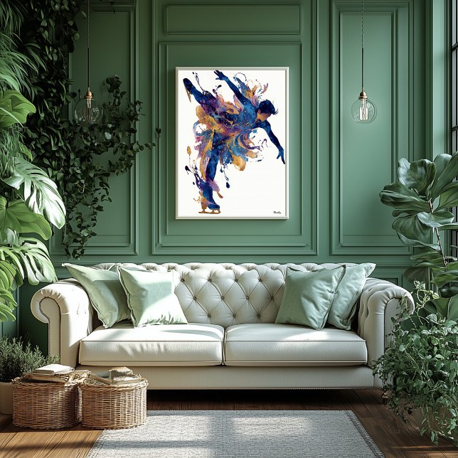 Abstract Fluid Ink Ice Skater – Modern Motion Art Poster (Creator Uploaded)