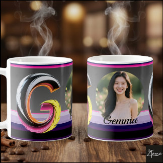 Abstract Fluid Letter G Neon Feather Coffee Mug