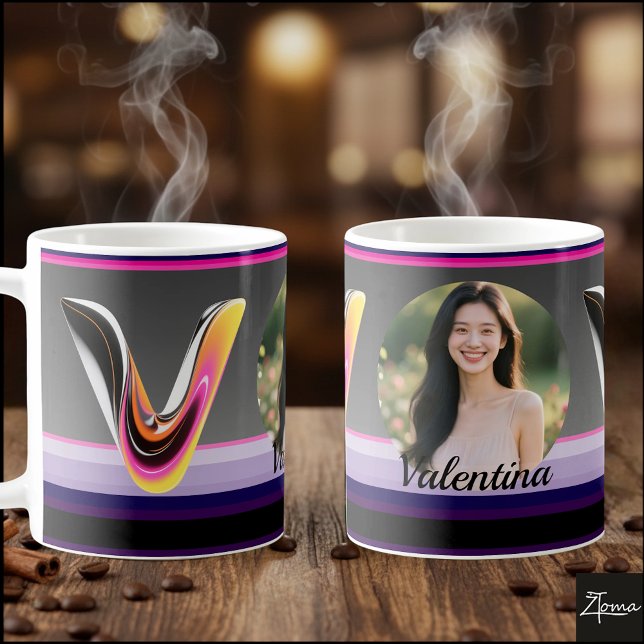 Abstract Fluid Letter V Glossy Neon Coffee Mug (This is a sample design. There are several models to choose from, with the name and color changed.
)