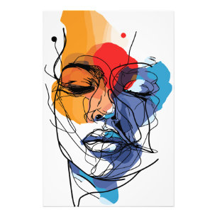 Abstract Fluid Line Face Art Photo Print