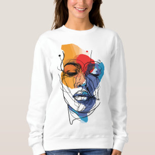 Abstract Fluid Line Face Art Sweatshirt