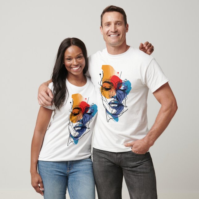 Abstract Fluid Line Face Art T-Shirt (Unisex)