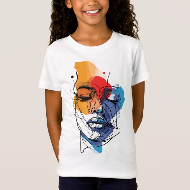 Abstract Fluid Line Face Art T-Shirt (Front)