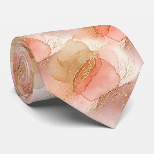 Abstract Fluid Marble in Earthy Warm Hues Tie (Rolled)